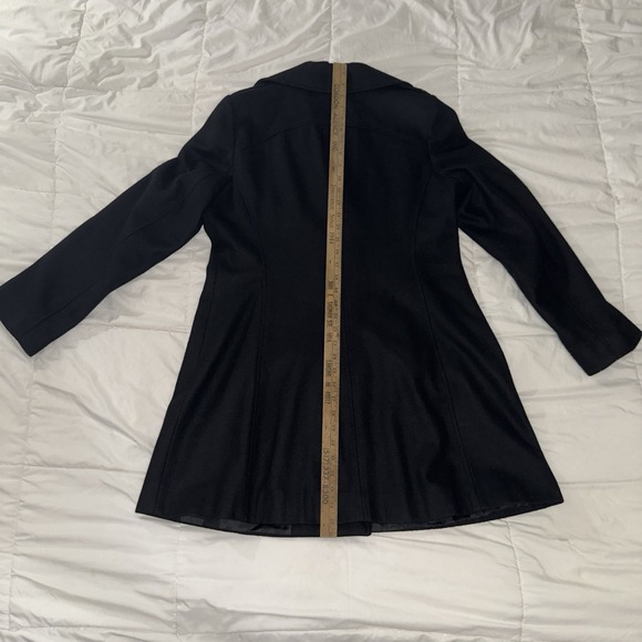 Michael Kors Women's Black Size 10 Double-Breasted Wool Blend Coat Long Metal - Picture 6 of 11